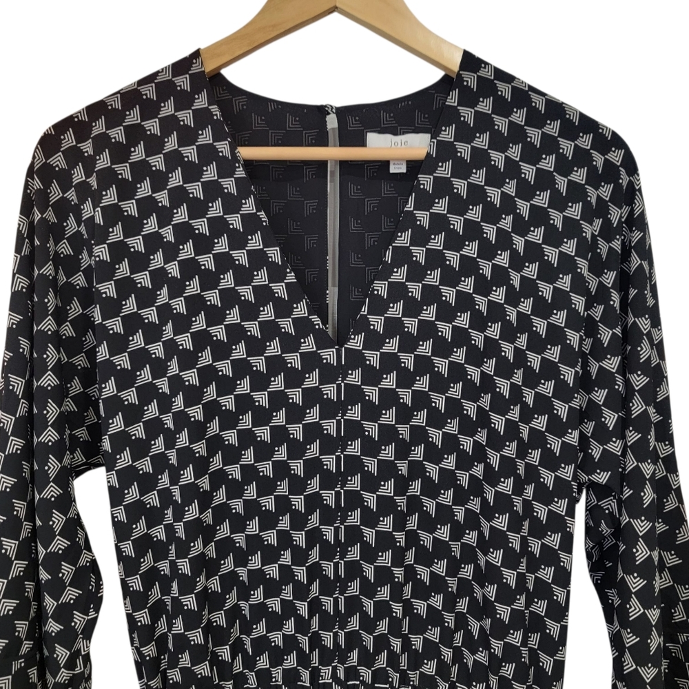 Joie Burgess Jumpsuit Black Wide Leg Cropped Geometric Print Belted Women’s S - Picture 7 of 17